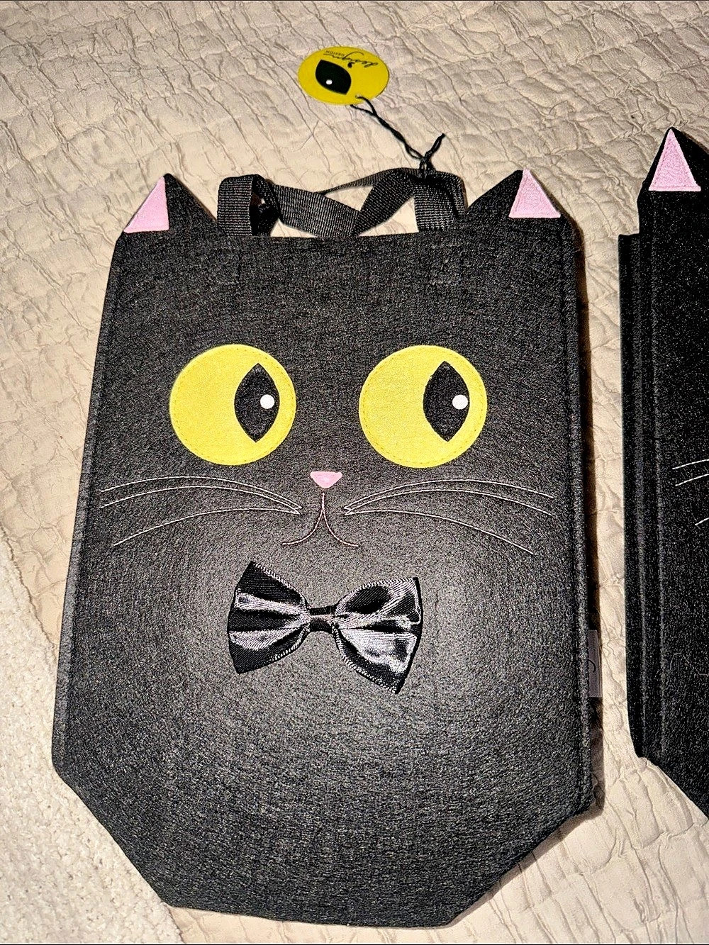 Two Halloween black cat Design Felt Treat Bags NWT